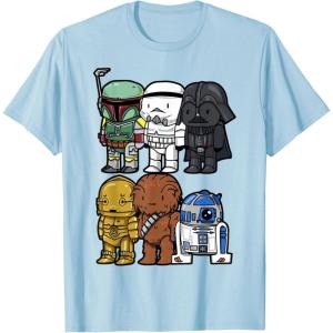 image:imageStar Wars Boba Trooper Vader Chewie Chibi Graphic TShirt TShirtBaby Blue