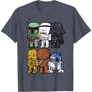 image:imageStar Wars Boba Trooper Vader Chewie Chibi Graphic TShirt TShirtHeather Blue