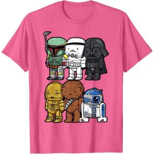 image:imageStar Wars Boba Trooper Vader Chewie Chibi Graphic TShirt TShirtPink Heather