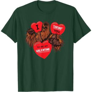 image:imageStar Wars Chewbacca Chews You Heart Valentines Day TShirtDark Green