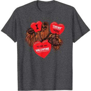 image:imageStar Wars Chewbacca Chews You Heart Valentines Day TShirtDark Heather Grey
