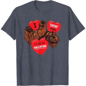 image:imageStar Wars Chewbacca Chews You Heart Valentines Day TShirtHeather Blue