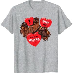 image:imageStar Wars Chewbacca Chews You Heart Valentines Day TShirtHeather Grey