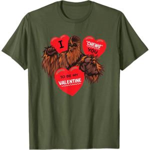 image:imageStar Wars Chewbacca Chews You Heart Valentines Day TShirtOlive Green