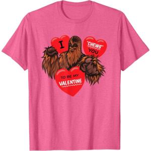 image:imageStar Wars Chewbacca Chews You Heart Valentines Day TShirtPink Heather