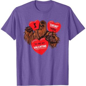image:imageStar Wars Chewbacca Chews You Heart Valentines Day TShirtPurple Heather