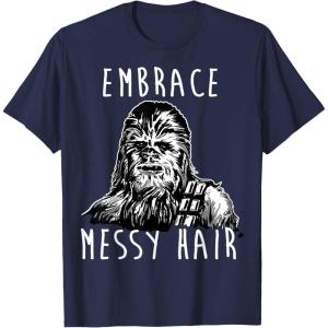 image:imageStar Wars Chewbacca Embrace Messy Hair TShirtNavy Blue