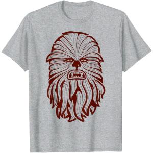 image:imageStar Wars Chewbacca Head 70s Retro Line Art Graphic TShirt TShirtHeather Grey
