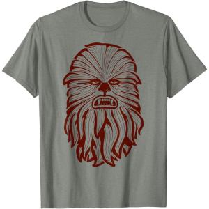image:imageStar Wars Chewbacca Head 70s Retro Line Art Graphic TShirt TShirtOlive Heather