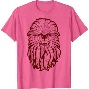 image:imageStar Wars Chewbacca Head 70s Retro Line Art Graphic TShirt TShirtPink Heather
