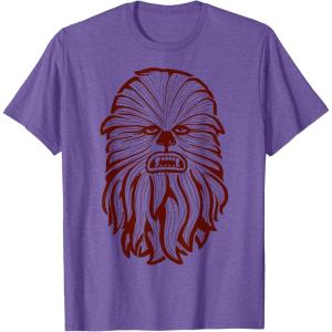 image:imageStar Wars Chewbacca Head 70s Retro Line Art Graphic TShirt TShirtPurple Heather
