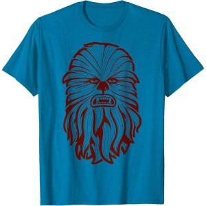image:imageStar Wars Chewbacca Head 70s Retro Line Art Graphic TShirt TShirtSapphire Blue