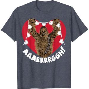 image:imageStar Wars Chewbacca Holding Heart Lights TShirtHeather Blue