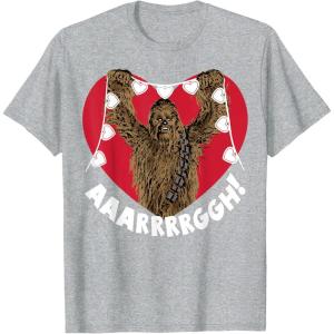 image:imageStar Wars Chewbacca Holding Heart Lights TShirtHeather Grey