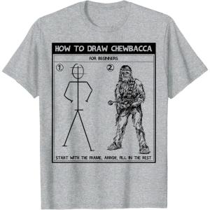 image:imageStar Wars Chewbacca How To Draw For Beginners TShirtHeather Grey