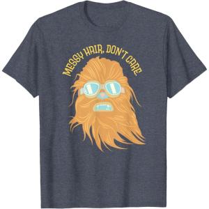 image:imageStar Wars Chewbacca Messy Hair Dont Care TShirtHeather Blue