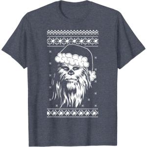 image:imageStar Wars Chewbacca Ugly Christmas Sweater Santa TShirt TShirtHeather Blue
