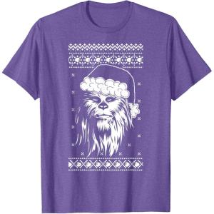 image:imageStar Wars Chewbacca Ugly Christmas Sweater Santa TShirt TShirtPurple Heather