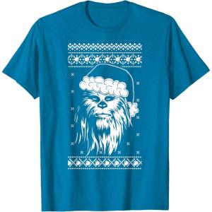 image:imageStar Wars Chewbacca Ugly Christmas Sweater Santa TShirt TShirtSapphire Blue