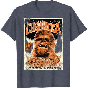 image:imageStar Wars Chewbacca Vintage Concert Back To Kashyyyk Poster TShirtHeather Blue