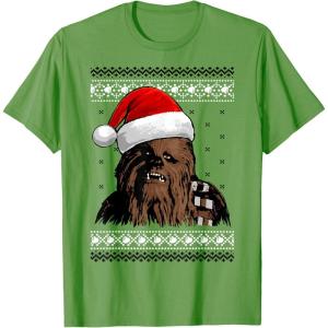 image:imageStar Wars Chewie Santa Hat Ugly Christmas Sweater TShirt TShirtGrass Green