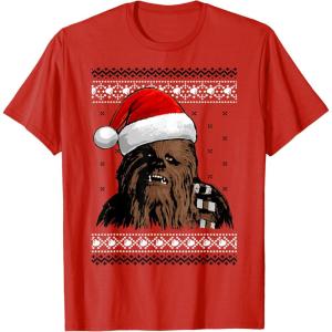 image:imageStar Wars Chewie Santa Hat Ugly Christmas Sweater TShirt TShirtRed