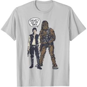 image:imageStar Wars Han Chewies Got My Back Doodle Graphic TShirt TShirtSilver Grey