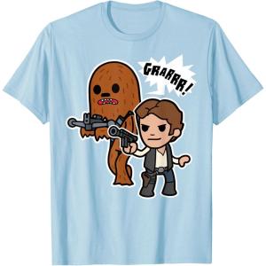 image:imageStar Wars Han Solo Chewie Cute Cartoon Style Graphic TShirt TShirtBaby Blue