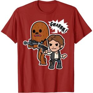image:imageStar Wars Han Solo Chewie Cute Cartoon Style Graphic TShirt TShirtCranberry Red