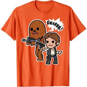 image:imageStar Wars Han Solo Chewie Cute Cartoon Style Graphic TShirt TShirtOrange