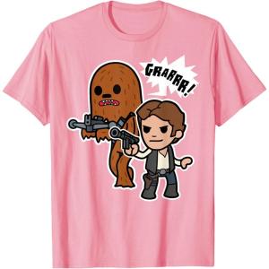 image:imageStar Wars Han Solo Chewie Cute Cartoon Style Graphic TShirt TShirtPink