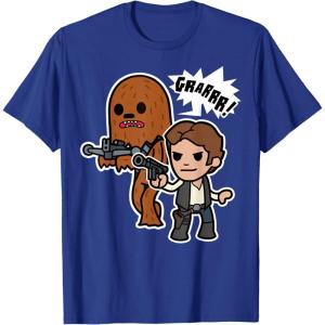 image:imageStar Wars Han Solo Chewie Cute Cartoon Style Graphic TShirt TShirtRoyal Blue