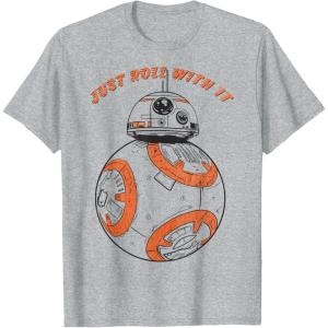 image:imageStar Wars Last Jedi BB8 Just Roll With It Graphic TShirt TShirtHeather Grey