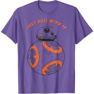 image:imageStar Wars Last Jedi BB8 Just Roll With It Graphic TShirt TShirtPurple Heather