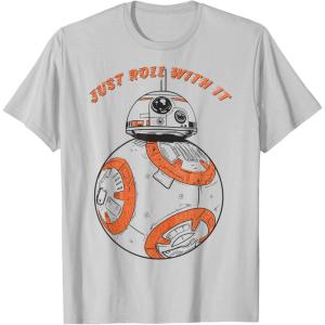 image:imageStar Wars Last Jedi BB8 Just Roll With It Graphic TShirt TShirtSilver Grey
