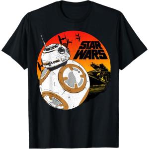 image:imageStar Wars Last Jedi BB8 Retro Sunset Rollabout TShirt TShirtBlack