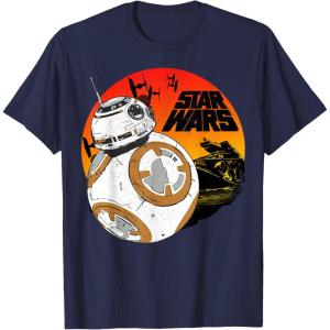 image:imageStar Wars Last Jedi BB8 Retro Sunset Rollabout TShirt TShirtNavy Blue