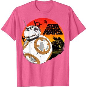 image:imageStar Wars Last Jedi BB8 Retro Sunset Rollabout TShirt TShirtPink Heather