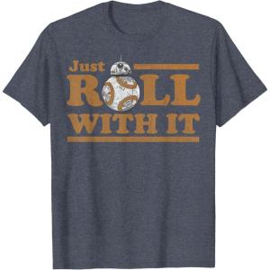 image:imageStar Wars Last Jedi Retro Just Roll BB8 Graphic TShirt TShirtHeather Blue