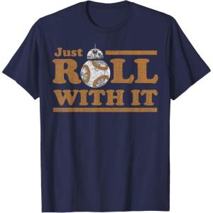 image:imageStar Wars Last Jedi Retro Just Roll BB8 Graphic TShirt TShirtNavy Blue