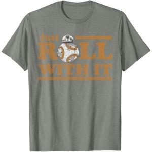 image:imageStar Wars Last Jedi Retro Just Roll BB8 Graphic TShirt TShirtOlive Heather