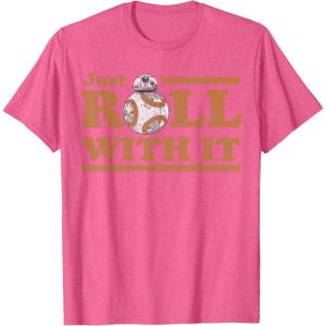 image:imageStar Wars Last Jedi Retro Just Roll BB8 Graphic TShirt TShirtPink Heather