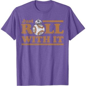 image:imageStar Wars Last Jedi Retro Just Roll BB8 Graphic TShirt TShirtPurple Heather