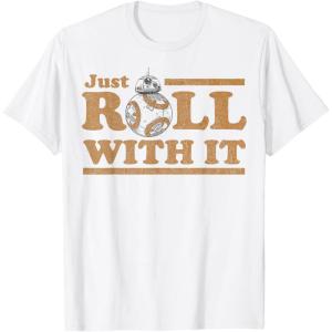 image:imageStar Wars Last Jedi Retro Just Roll BB8 Graphic TShirt TShirtWhite