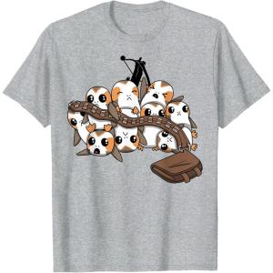 image:imageStar Wars Porgs Playing With Chewbaccas Things Portrait TShirtHeather Grey