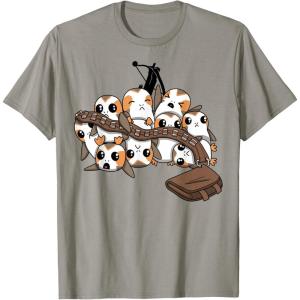 image:imageStar Wars Porgs Playing With Chewbaccas Things Portrait TShirtSlate Grey