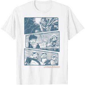 image:imageStar Wars Vader Han Luke Chewie Anime Panels Graphic TShirt TShirtWhite