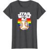 image:imageStar Wars BB8 Rainbow Circle Background TShirtDark Heather Grey