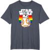 image:imageStar Wars BB8 Rainbow Circle Background TShirtHeather Blue