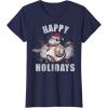 image:imageStar Wars Christmas BB8 amp Porgs Happy Holidays TShirtNavy Blue
